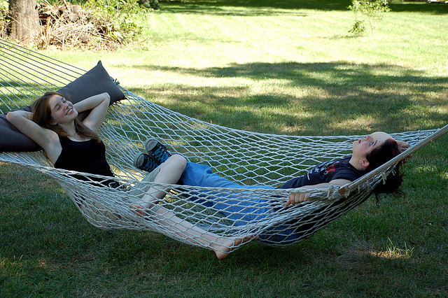 Lounging relaxing in a hammock