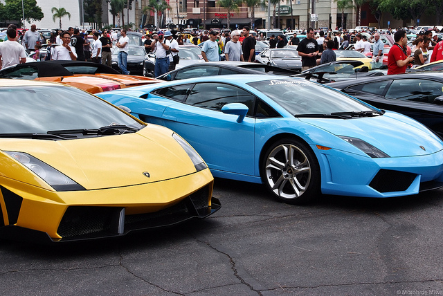 Super Car Sunday blue car and a yellow car