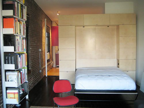 Foldaway Bed in a Tiny Apartment (Photo by Associated Fabrication)